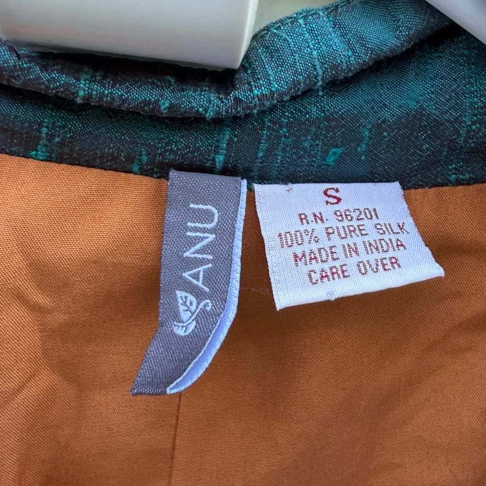 Anu | 100% Silk Embroidered Floral Open Front Jacket size Small - Picture 4 of 6